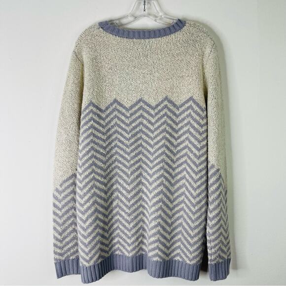 Fate purple cream stripe zig zag preppy boho pullover sweater 1X - Picture 7 of 7